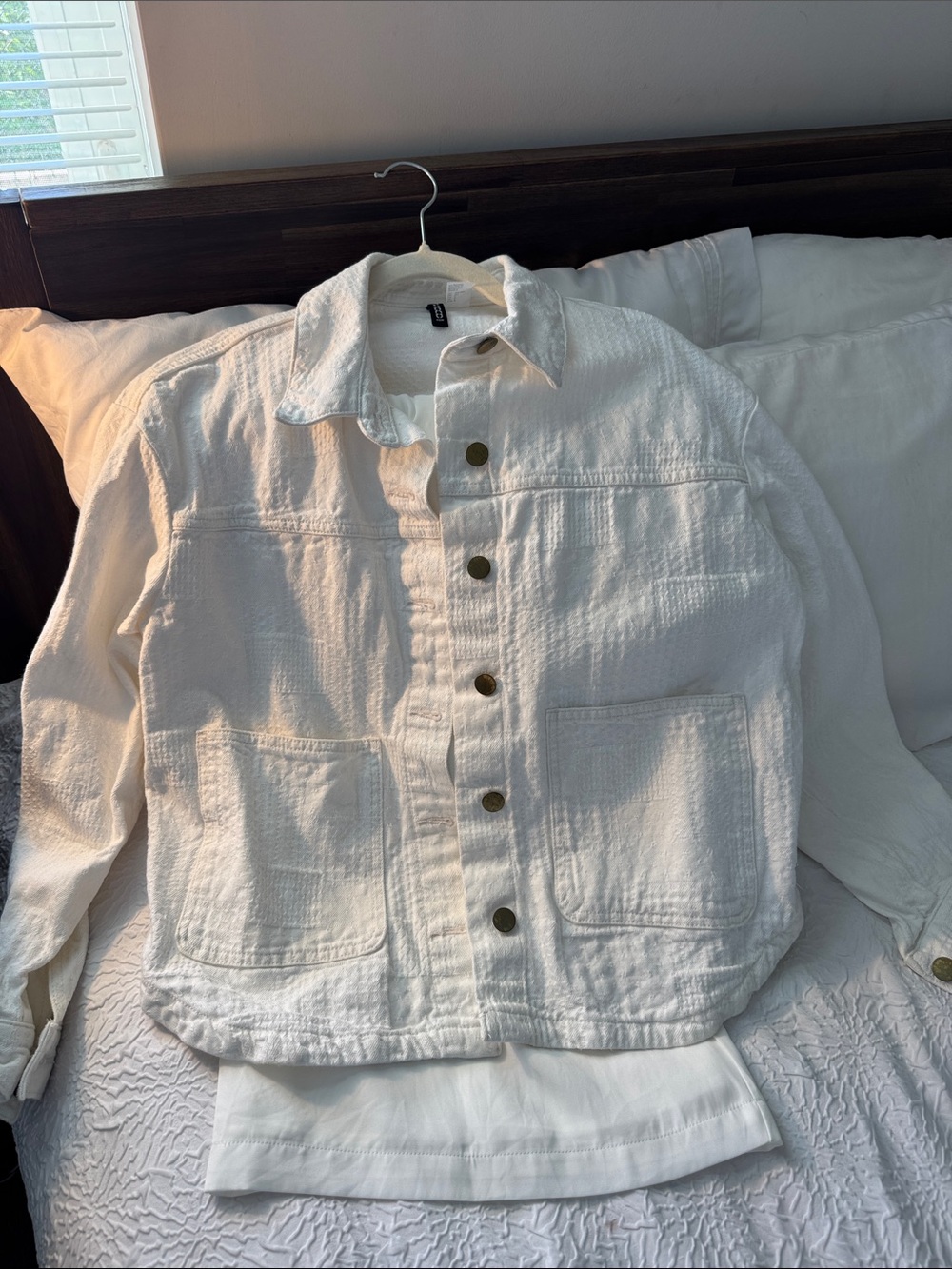 Divided White Textured Button-Front Jacket